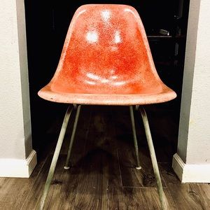 Vintage Mid-Century Herman Miller Eames Fiberglass Shell Chairs Red Orange